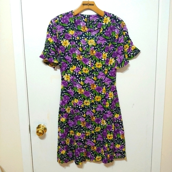 Design Lab Purple Floral Dress, XS - Picture 2 of 16